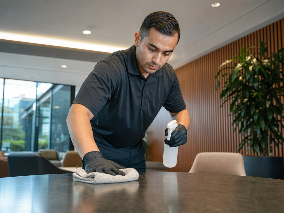 Supervisor reviewing a quality checklist in a professional facility